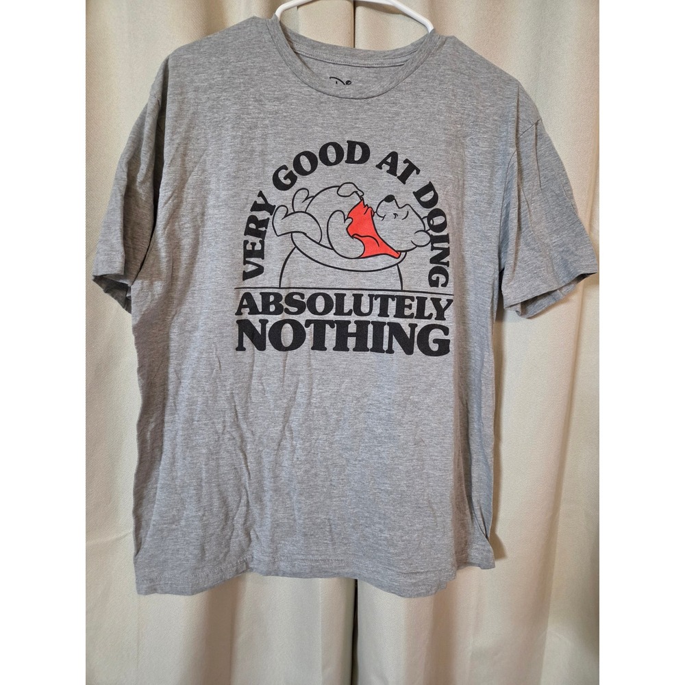 Disney Winnie the Pooh Very Good At Doing Nothing Gray Graphic T-Shirt Mens L